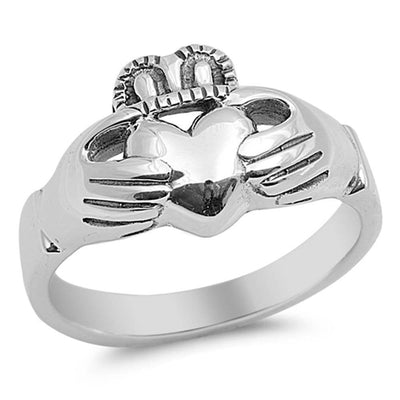 Sterling Silver Claddagh Shaped Plain RingsAnd Face Height 11mm