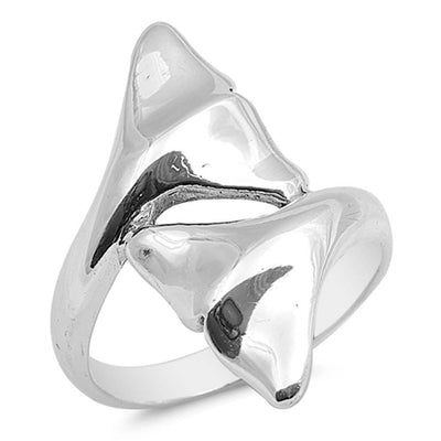 Sterling Silver Whale Tail Shaped Plain RingsAnd Face Height 26mm