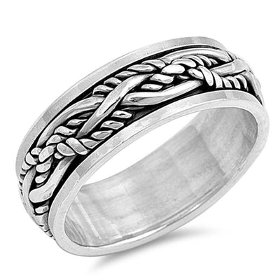 Sterling Silver Oxidized Spinner RingAnd Face Height of 8MM