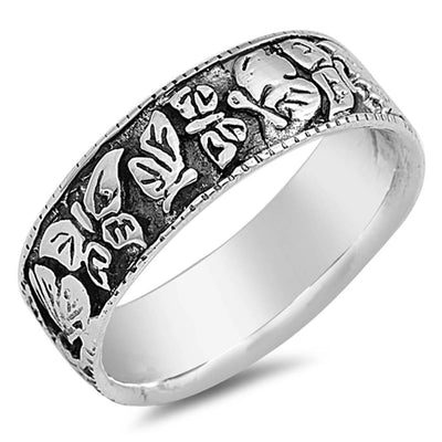 Sterling Silver Oxidized Finish Butterfly RingAnd Face Height 7MM
