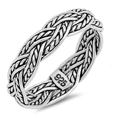 Sterling Silver Oxidized Triple Wavy Twisted RingAnd Face Height 5MM