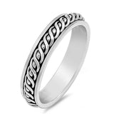 Sterling Silver Oxidized Finish Twisted Spinner RingAnd Face Height 5MM
