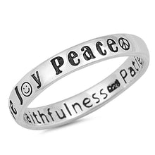 Load image into Gallery viewer, Sterling Silver Peace Love Joy Shaped Plain Rings and Face Height 3mm
