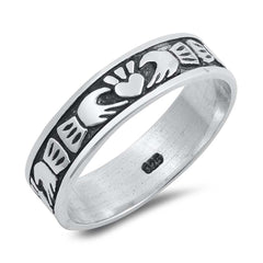 Sterling Silver Claddagh Shaped Plain RingsAnd Face Height 5mm