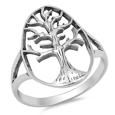 Sterling Silver Tree Of Life Shaped Plain RingsAnd Face Height 20mm