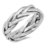 Sterling Silver Braided Rope Shaped Plain RingsAnd Face Height 6mm