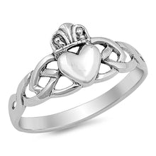 Load image into Gallery viewer, Sterling Silver Claddaugh Shaped Plain RingsAnd Face Height 10mm