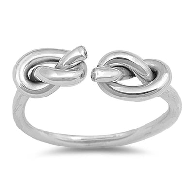 Sterling Silver Double Knots Shaped Plain RingsAnd Face Height 6mm
