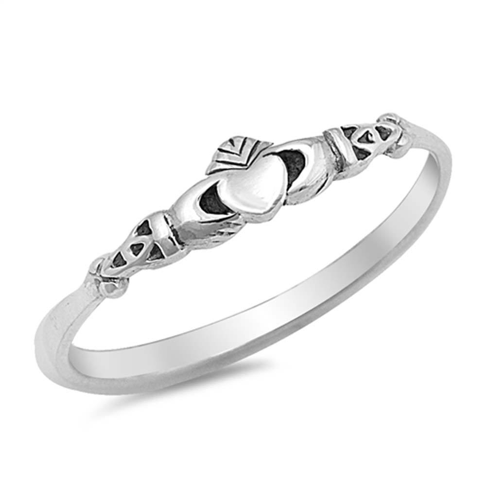 Sterling Silver Claddaugh Shaped Plain RingsAnd Face Height 4mm