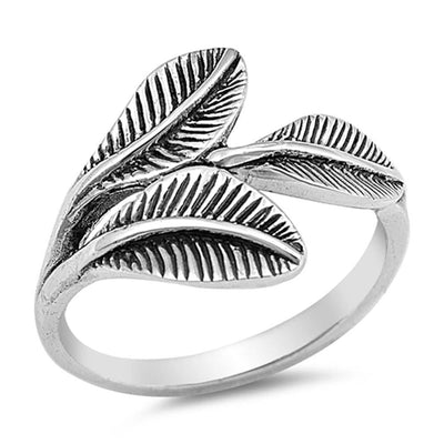 Sterling Silver Leaves Shaped Plain RingsAnd Face Height 9mm