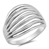 Sterling Silver Lines Shaped Plain RingsAnd Face Height 15mm