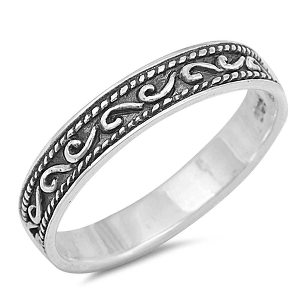 Sterling Silver Braid Shaped Plain RingsAnd Face Height 4mm