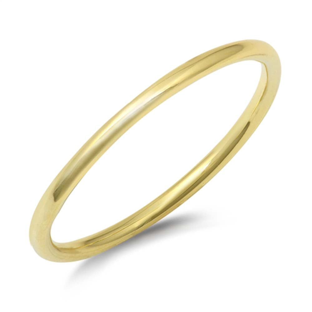 Sterling Silver 1.5mm Polish And Yellow Gold Plated Round Band Ring