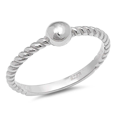 Sterling Silver Round Ball Shaped Plain RingsAnd Face Height 4mm