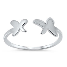 Load image into Gallery viewer, Sterling Silver High Polish Rhodium Plated Butterfly Shaped Plain RingsAnd Face Height 6mm