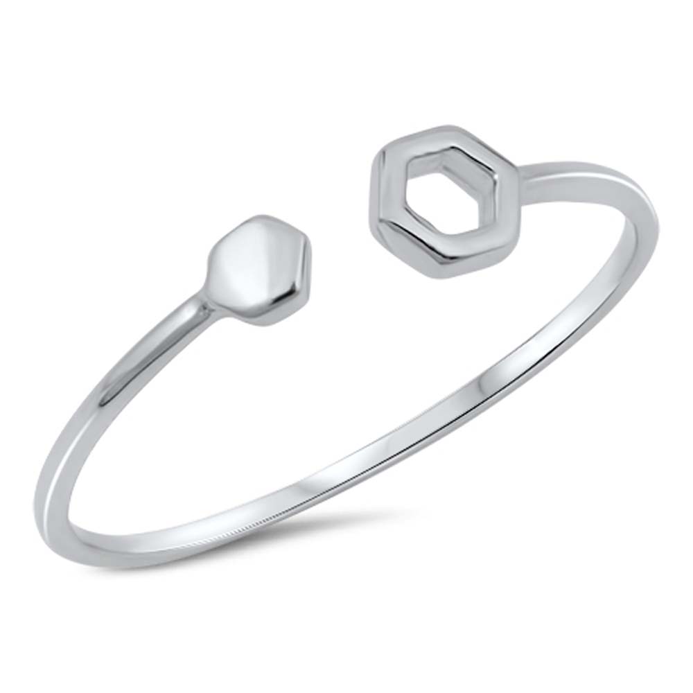 Sterling Silver High Polish Rhodium Plated Screw Shaped Plain RingsAnd Face Height 5mm