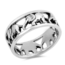 Load image into Gallery viewer, Sterling Silver Oxidize Elephant Shaped Plain RingsAnd Face Height 8mm