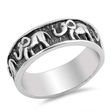 Load image into Gallery viewer, Sterling Silver Oxidize Elephants Shaped Plain RingsAnd Face Height 7mm