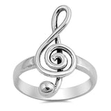 Sterling Silver Oxidize Music Note Shaped Plain RingsAnd Face Height 25mm