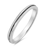 Sterling Silver Oxidize Round Shaped Plain RingsAnd Face Height 2mm