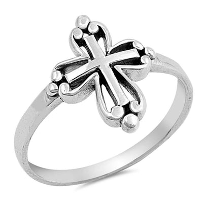 Sterling Silver Oxidize Cross Shaped Plain RingsAnd Face Height 16mm
