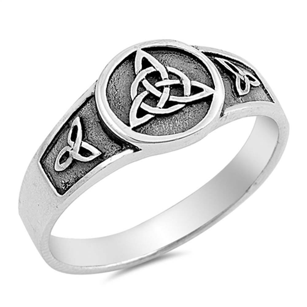 Sterling Silver Oxidize Celtic Shaped Plain RingsAnd Face Height 8mm