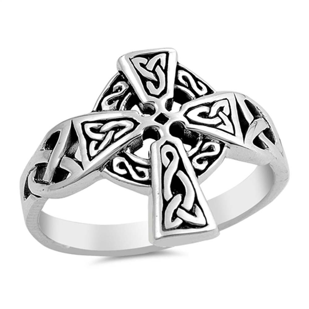 Sterling Silver Oxidize Cross Shaped Plain RingsAnd Face Height 17mm