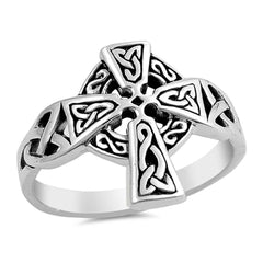 Sterling Silver Oxidize Cross Shaped Plain RingsAnd Face Height 17mm