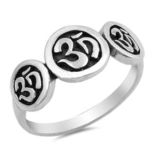 Load image into Gallery viewer, Sterling Silver Oxidize Om Sign Shaped Plain RingsAnd Face Height 9mm