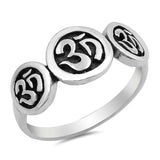 Sterling Silver Oxidize Om Sign Shaped Plain RingsAnd Face Height 9mm