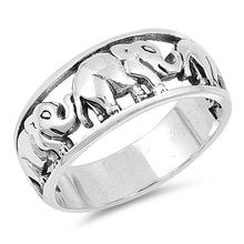Load image into Gallery viewer, Sterling Silver Oxidize Elephant Shaped Plain RingsAnd Face Height 9mm