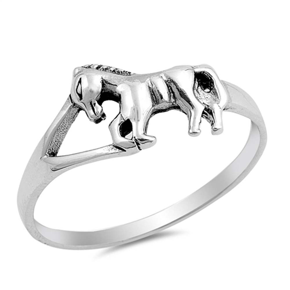 Sterling Silver Oxidize Horse Shaped Plain RingsAnd Face Height 9mm