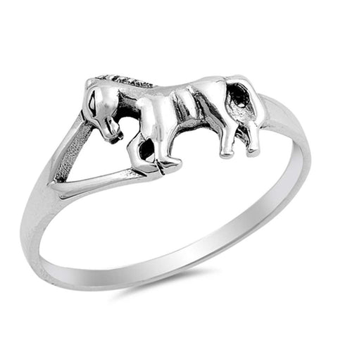 Sterling Silver Oxidize Horse Shaped Plain RingsAnd Face Height 9mm
