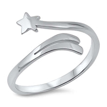 Load image into Gallery viewer, Sterling Silver High Polish Rhodium Plated Star Shaped Plain RingsAnd Face Height 13mm