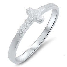 Load image into Gallery viewer, Sterling Silver High Polish Sideways CrossShaped Plain RingsAnd Face Height 5mm