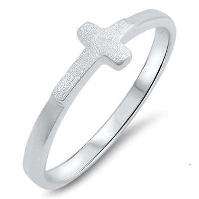 Sterling Silver High Polish Sideways CrossShaped Plain RingsAnd Face Height 5mm