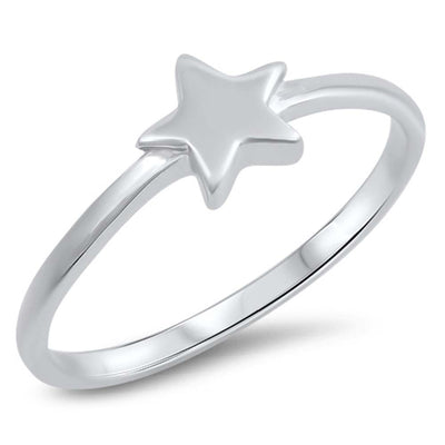 Sterling Silver High Polish Star Shaped Plain RingsAnd Face Height 6mm