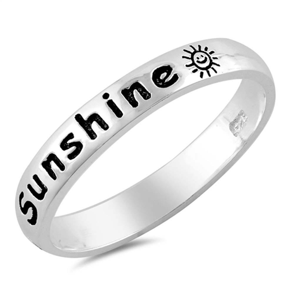 Sterling Silver Oxidize You Are My Sunshine Shaped Plain RingsAnd Face Height 3mm
