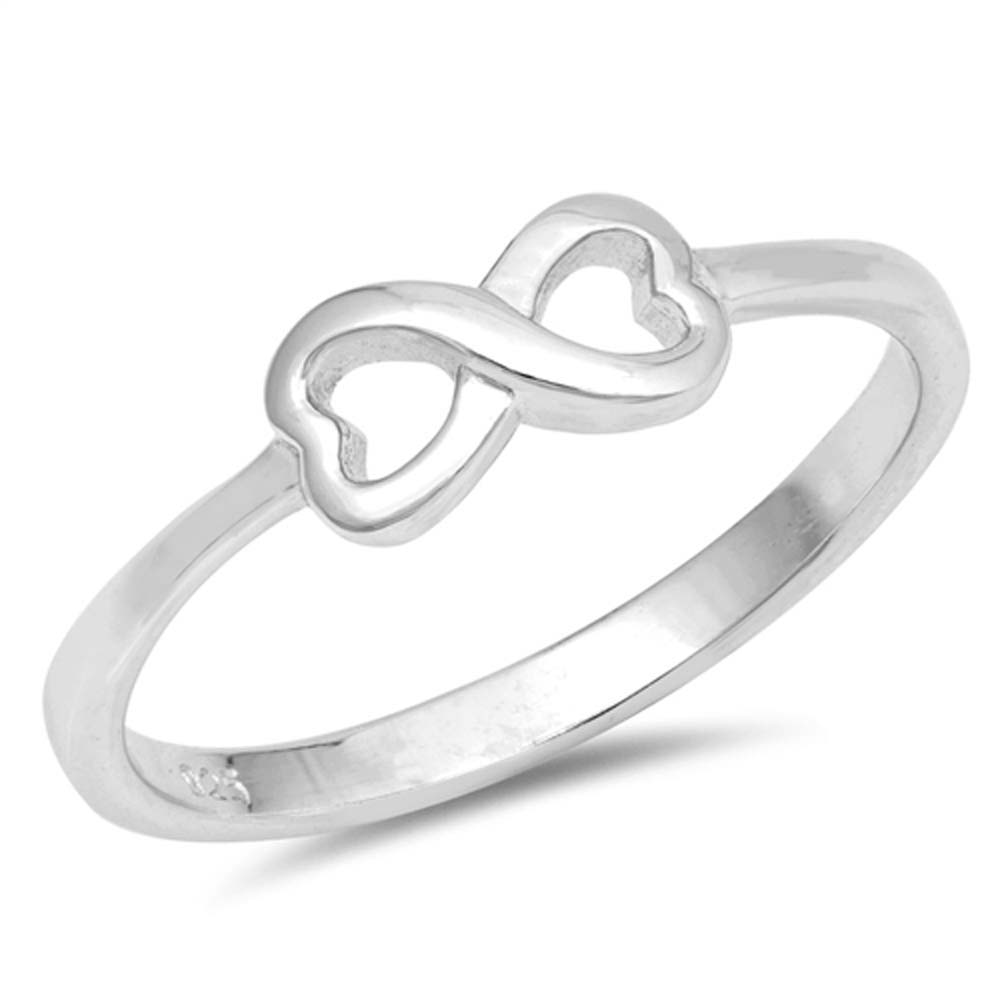 Sterling Silver High Polish Rhodium Plated Infinity Heart Shaped Plain RingsAnd Face Height 5mm