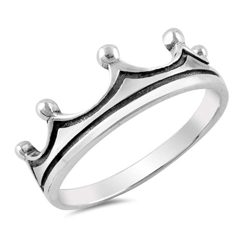 Sterling Silver Oxidize Crown Shaped Plain RingsAnd Face Height 7mm