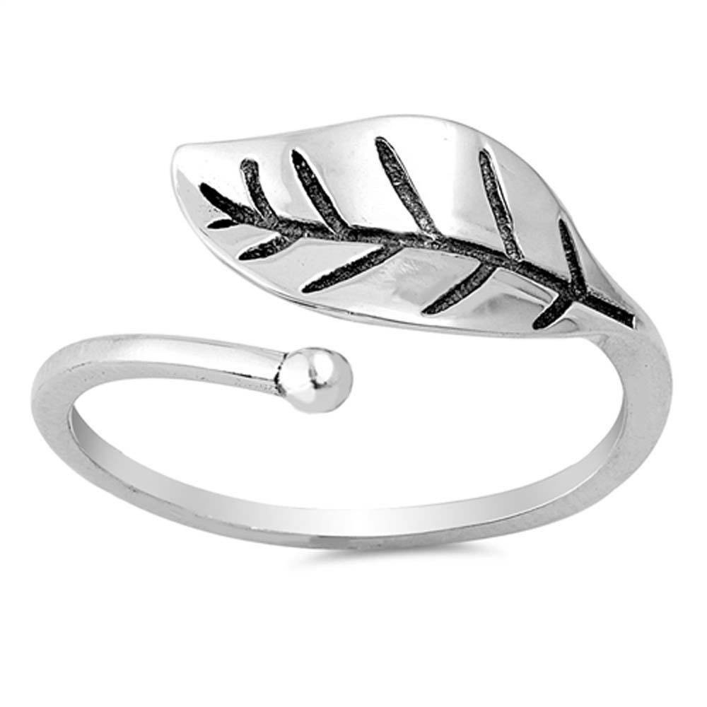 Sterling Silver Oxidize Leaf Shaped Plain RingsAnd Face Height 7mm