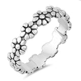 Sterling Silver Oxidize Flowers Shaped Plain RingsAnd Face Height 5mm
