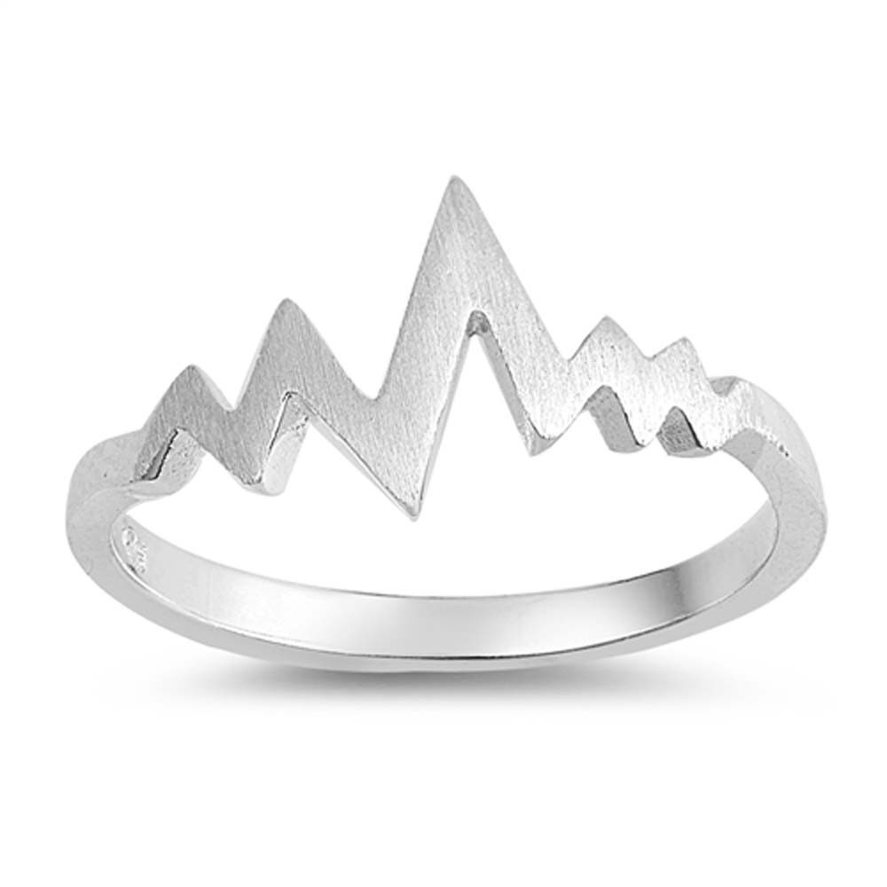 Sterling Silver Polish Heartbeat Shaped Plain RingsAnd Face Height 9mm