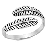 Sterling Silver Oxidize Feather Shaped Plain RingsAnd Face Height 10mm
