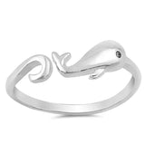 Sterling Silver High Polish Matte Finish Fish Shaped Plain RingsAnd Face Height 8mm