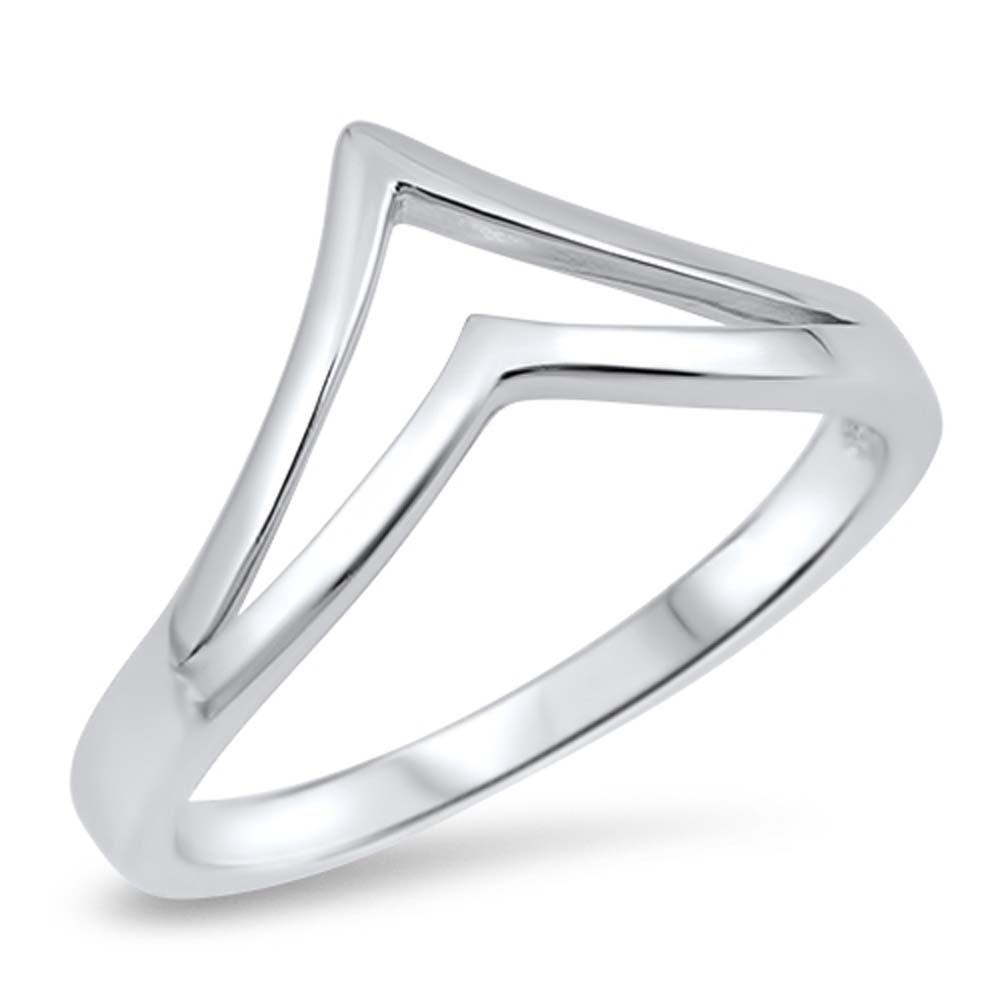 Sterling Silver High Polish Rhodium Plated Double Curve Shaped Plain RingsAnd Face Height 10mm