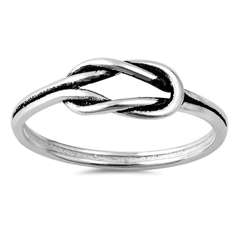Sterling Silver Oxidize Knot Shaped Plain RingsAnd Face Height 6mm