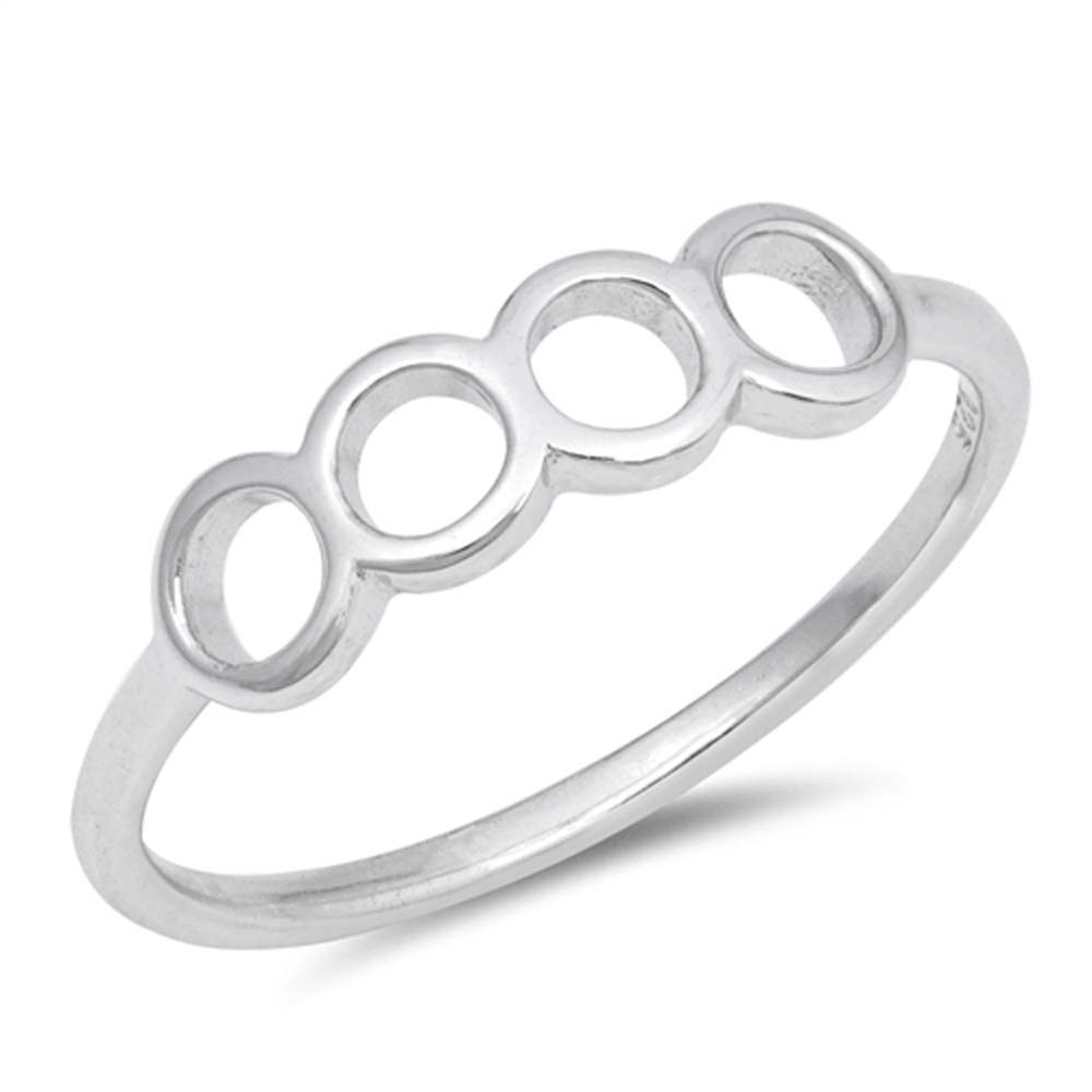 Sterling Silver High Polish Rhodium Plated Round Holes Shaped Plain RingsAnd Face Height 5mm