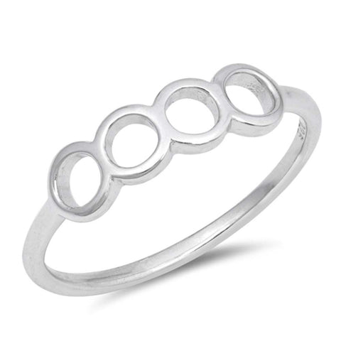Sterling Silver High Polish Rhodium Plated Round Holes Shaped Plain RingsAnd Face Height 5mm
