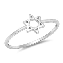 Load image into Gallery viewer, Sterling Silver High Polish Rhodium Plated Star of David Shaped Plain RingsAnd Face Height 7mm